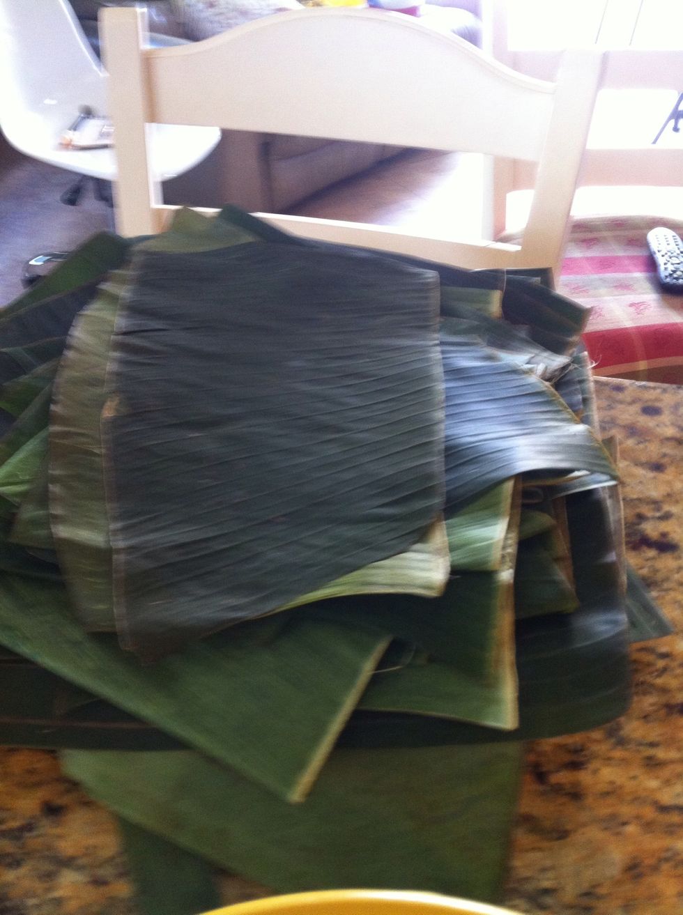 ok..leaves clean?? ok cut the side ,,, need a lil knife !!! no ridges!! make squares like the size of a medium salad plate..