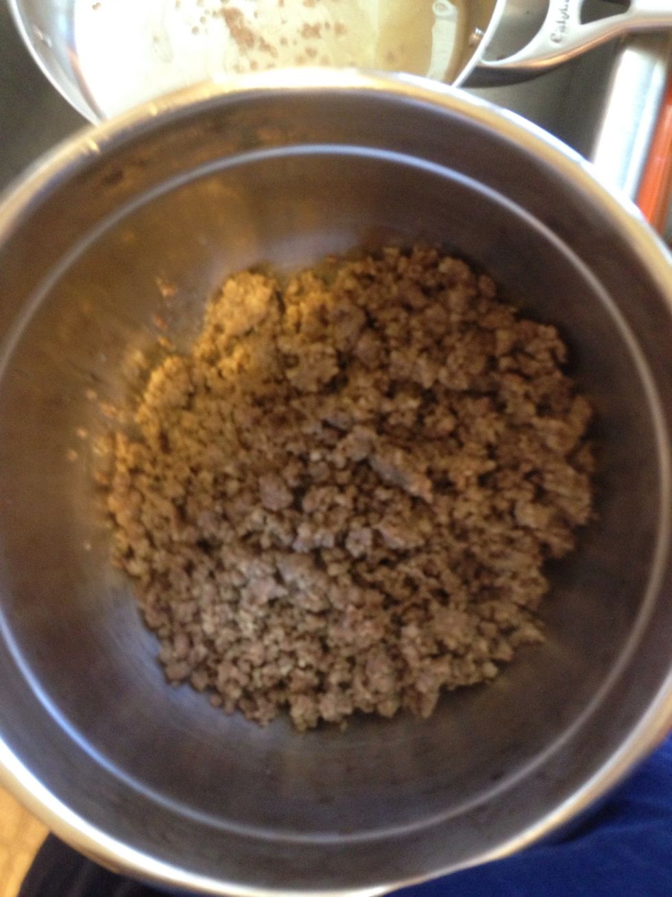 Ok, meat is cooled by now put it in a mixing bowl.