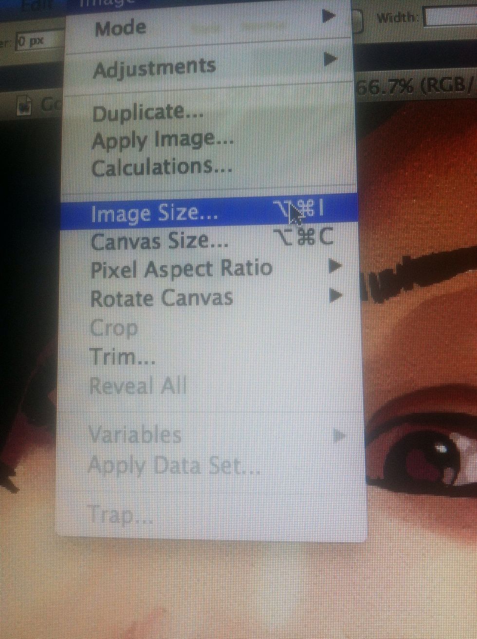 Ok now I select Image, then image size.