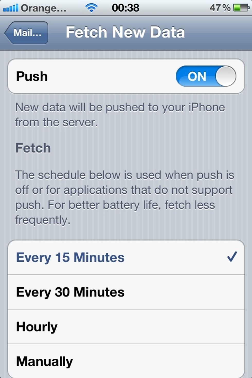 Ok so now you are at this screen and its looking confusing right. All you need to do is swipe left over the ON button to the right of the Push icon at the top.