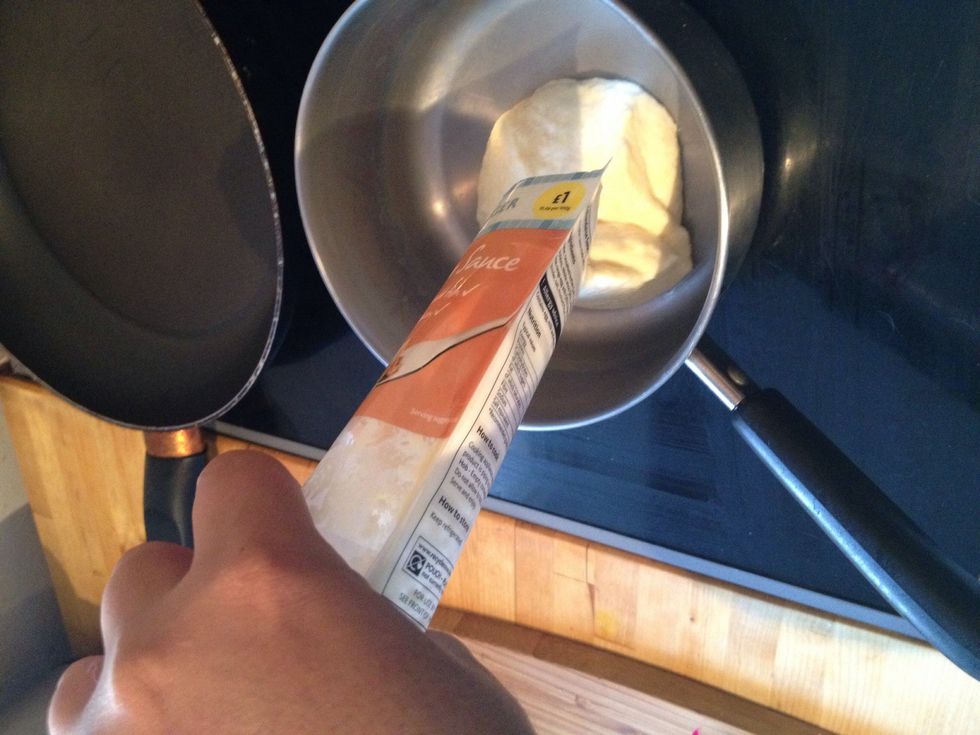 Ok this is cheating - but it is quick fried eggs Benedict lol - pour sauce in pan or you can make your own hollandaise sauce