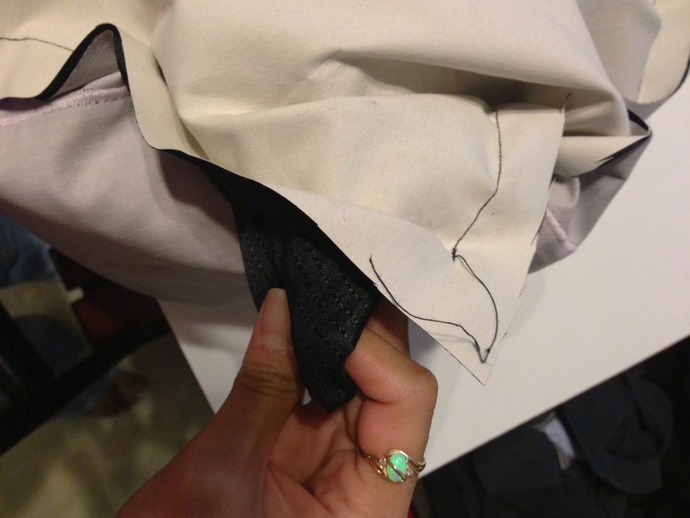 Ok when u finished a u shape were going to sew not using any reverse sew at one end and stop bout a hand length away from the end. We want to be able to turn the poptart inside out and stuff it !