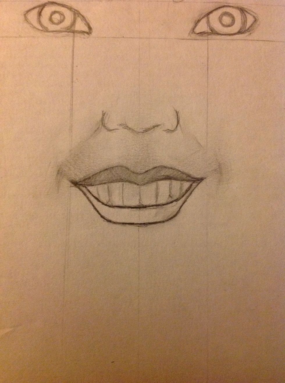 Okay, with the finger now we have to make the shadow bellow the nose.