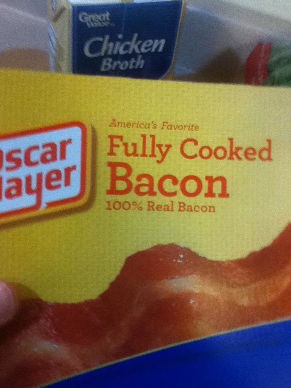 Olive garden's version doesn't have bacon, but I recommend it. It is fastest if you buy Oscar Meyer's Fully Cooked Bacon.