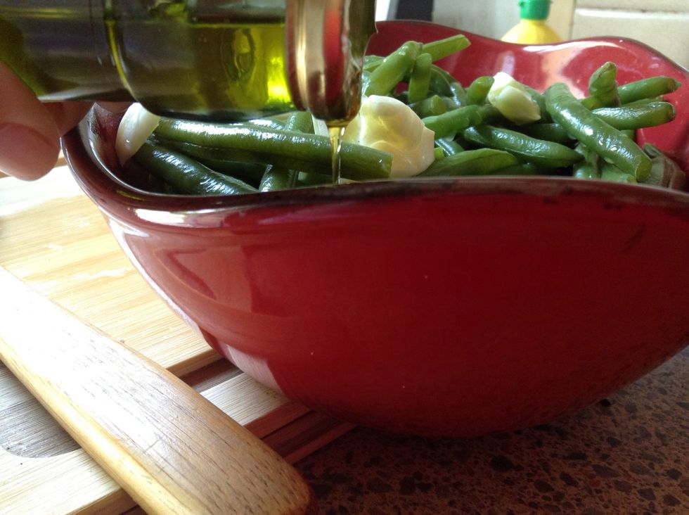 Olive oil (Don't be stingy! The dressing that remains is sooo good you'll want to sop it up with crusty bread!)