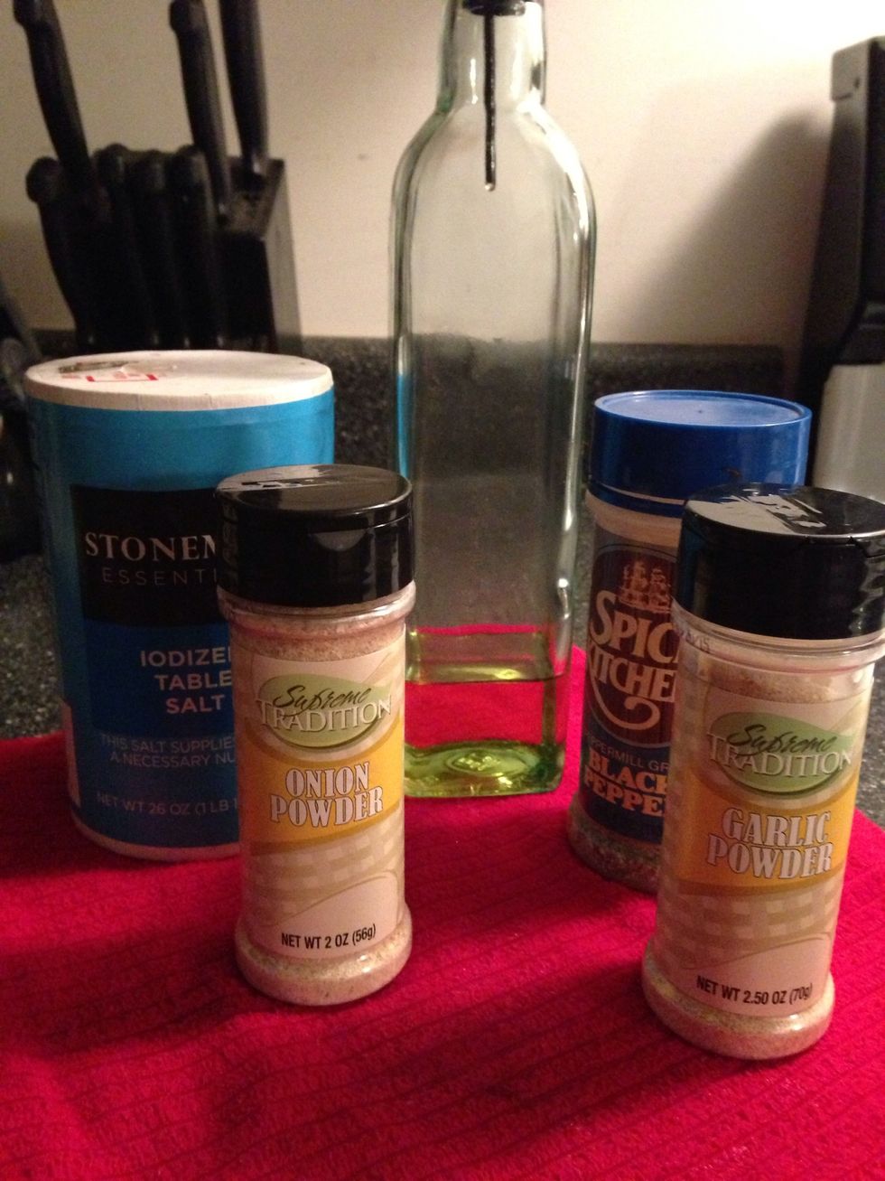 Olive oil & seasonings. Choose your favorites.