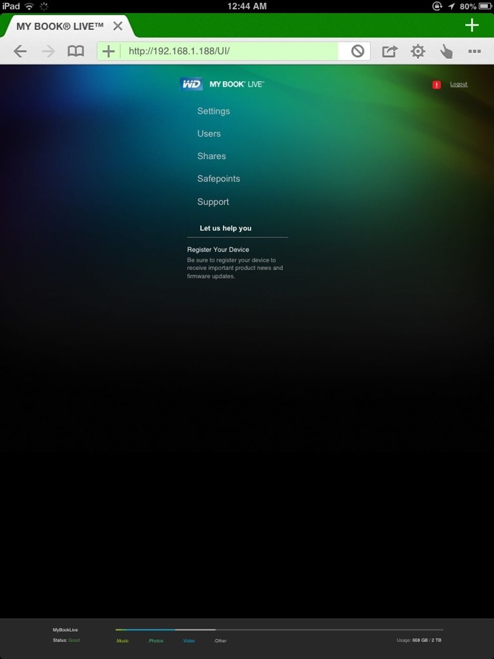On a browser, Login to WDMBL Web GUI on  http://your-hdd-ip-address/UI