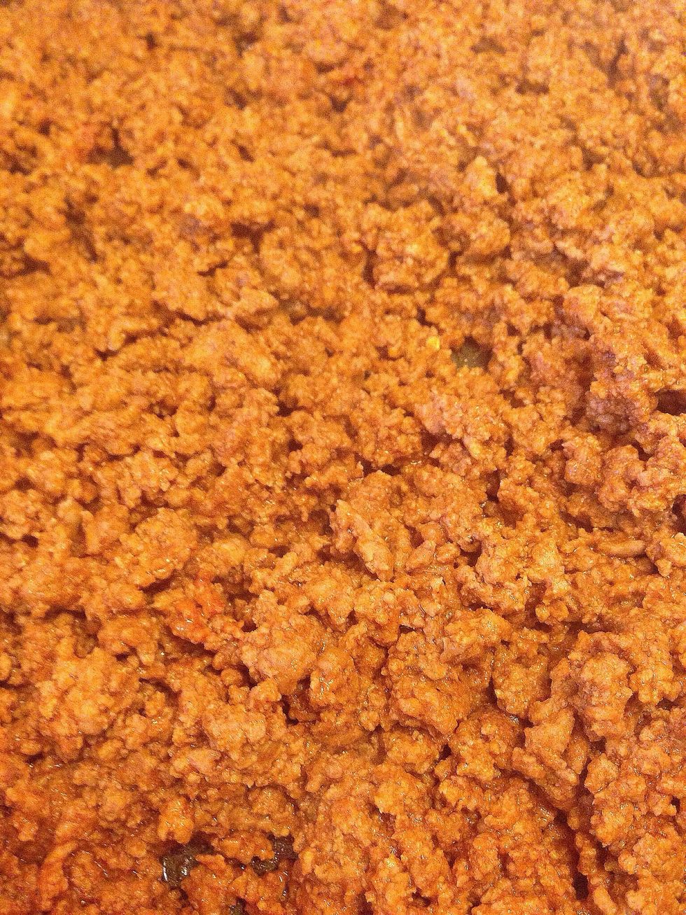 On a separate skillet fry ground beef for stirring constantly