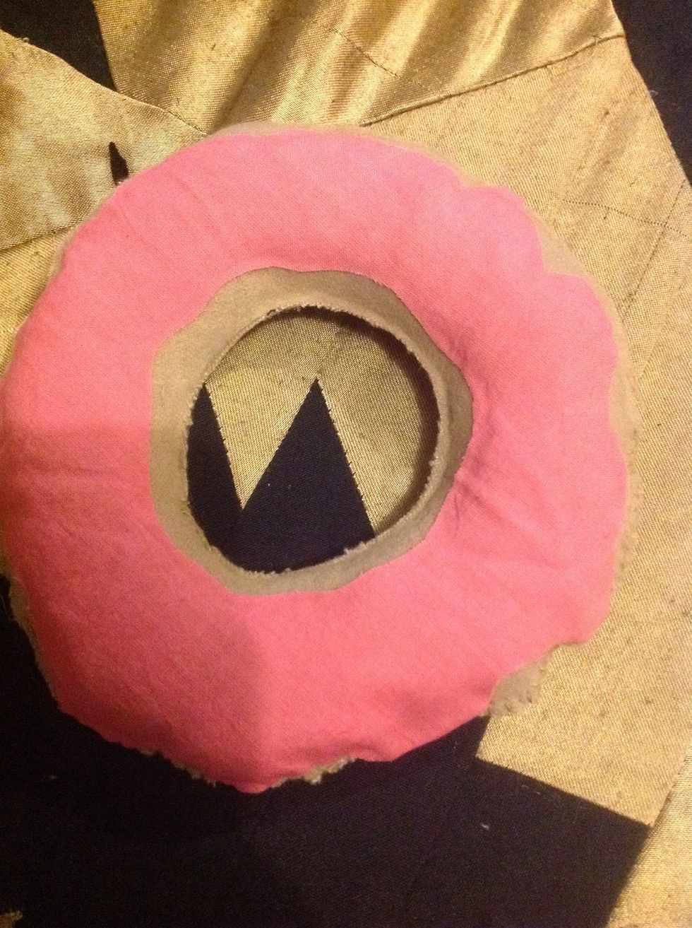 On another one I used a pink cotton fabric. And stuck it with fabric glue.