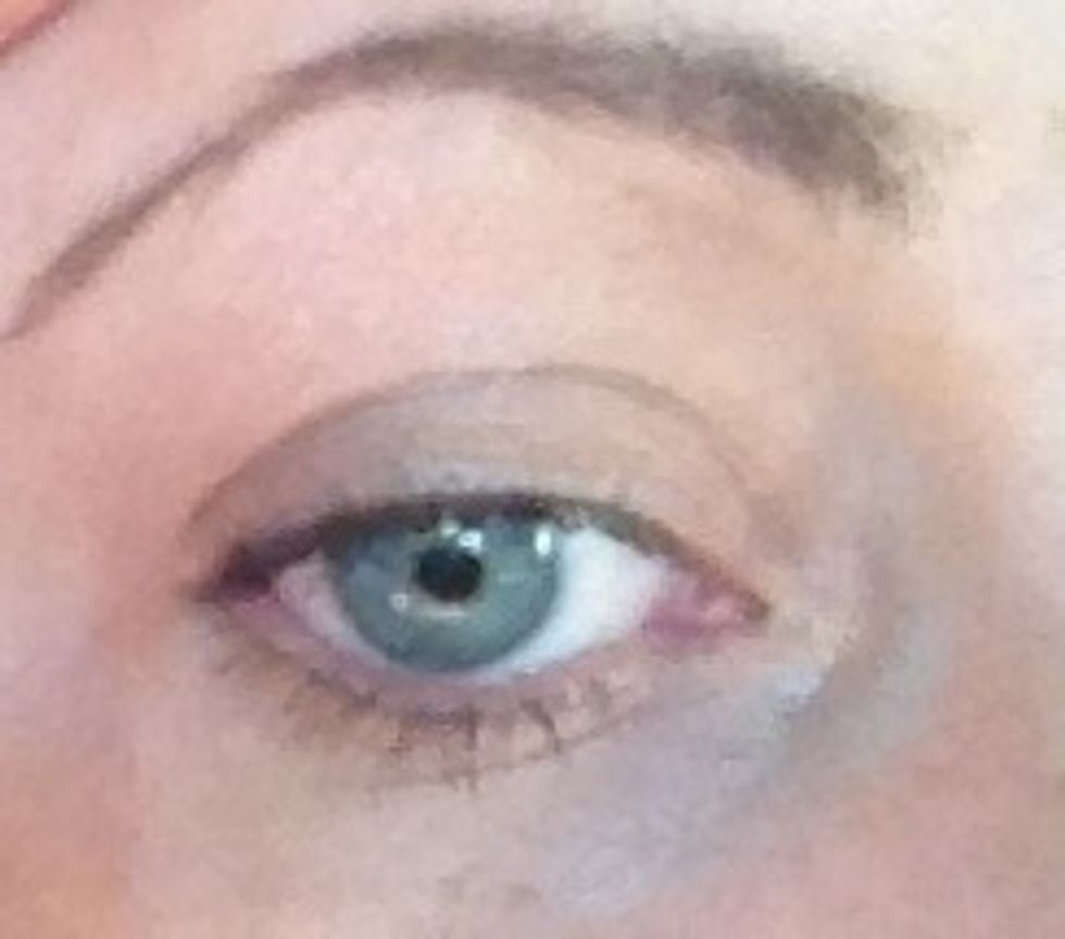 On clean eyes cleansed etc add some primer I use just normal foundation just used a rimmel cheap one cause it doesn't matter it's only to ensure the eye makeup stays put