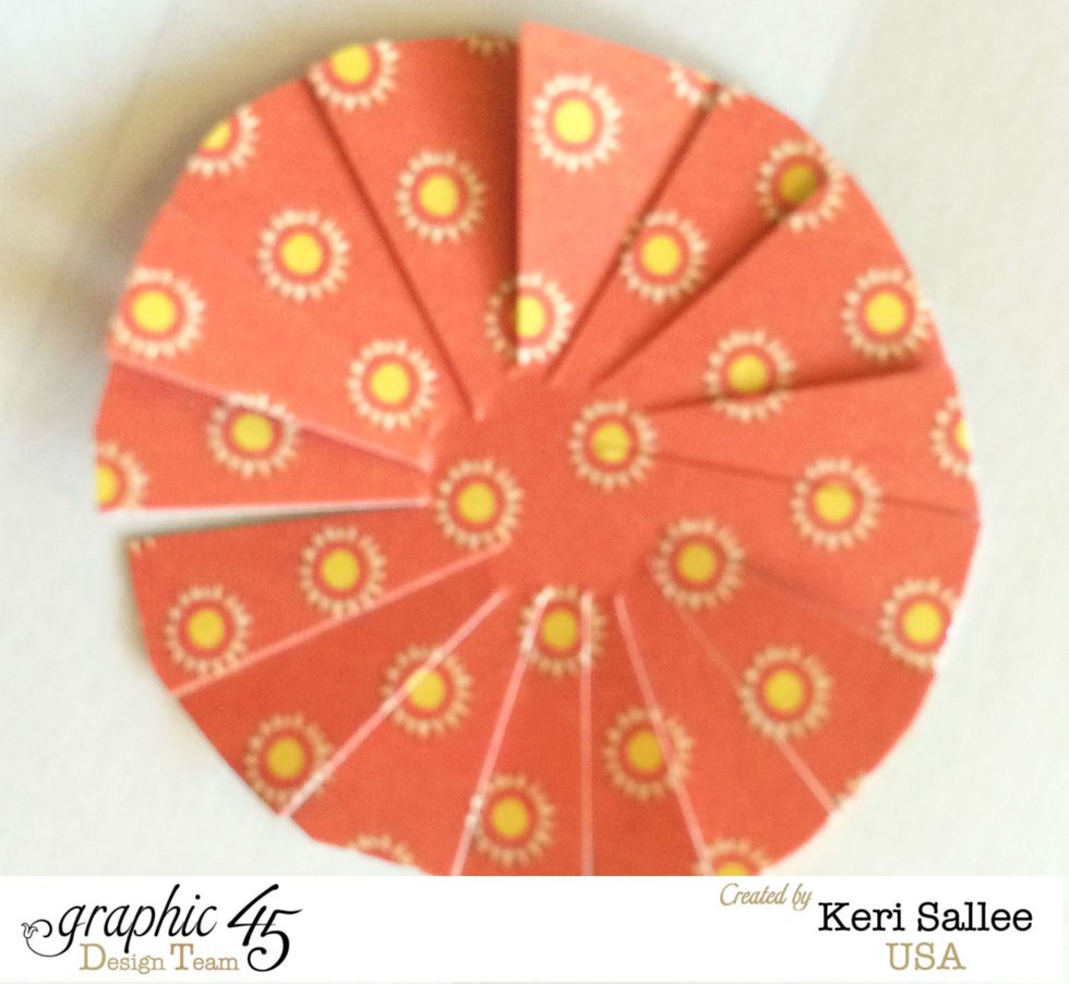 On each circle, cut small slits towards the center, being careful not to slice all the way through.
