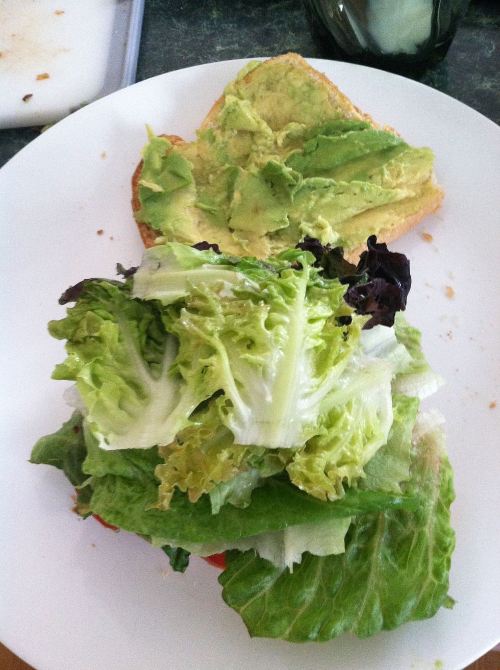 On goes the lettuce...