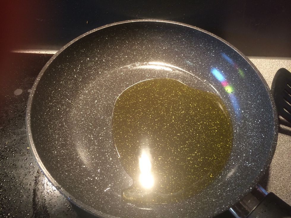 On high heat, place enough oil to cover the pan.
