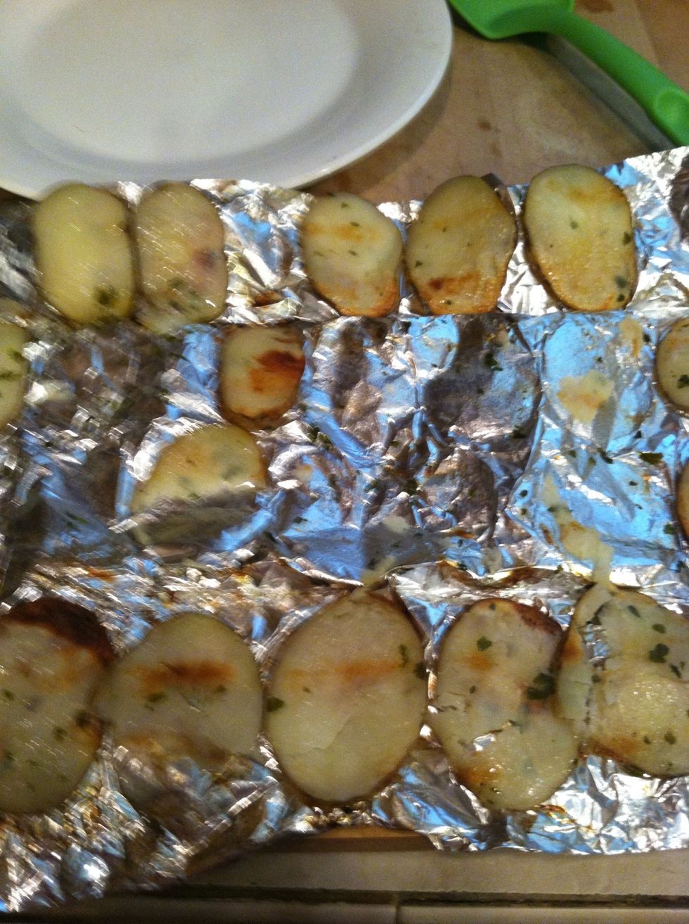 On one of my foils I forgot to put the no stick spray 1st and this is how they came out, still cooked and delicious but it was a little hard to get them out. They got stuck. Oops