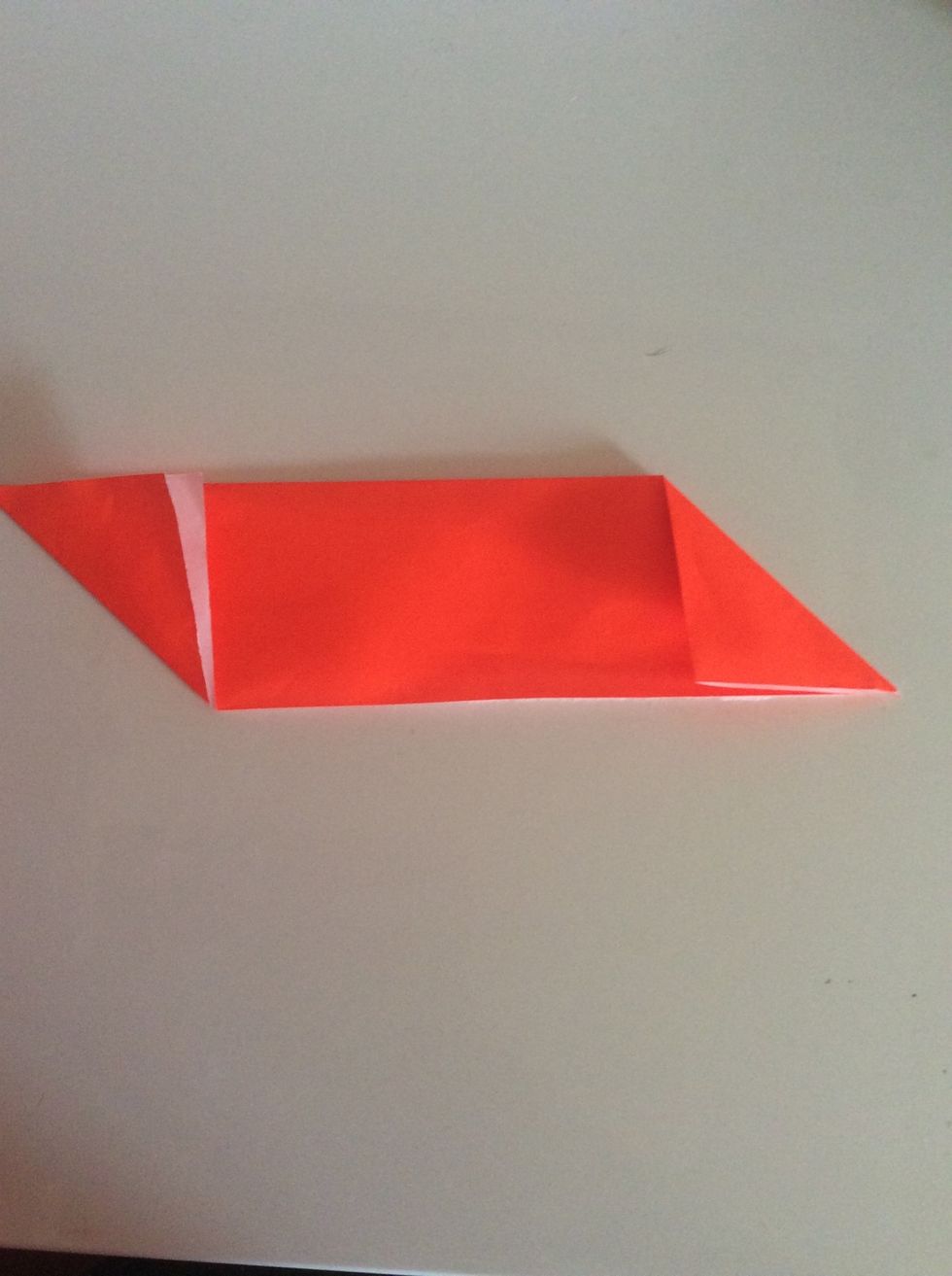 On one of them, fold one side up and one side down.