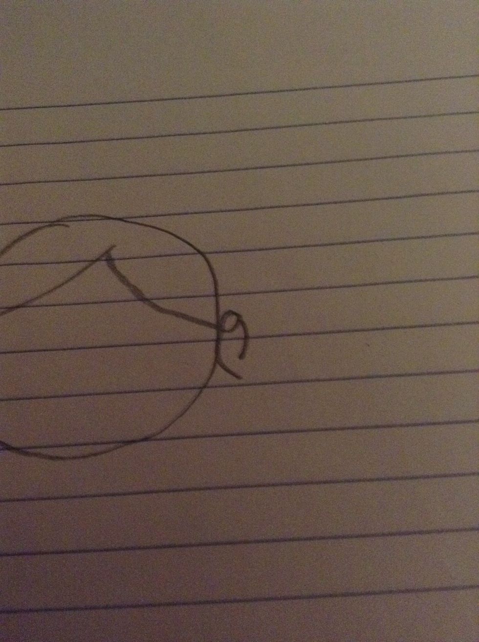 On one side of the head draw 2 curves with 1 bigger then the other