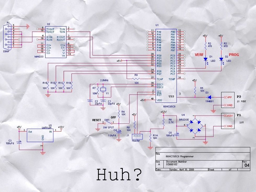 On paper they look something like this.  This is called a SCHEMATIC DIAGRAM