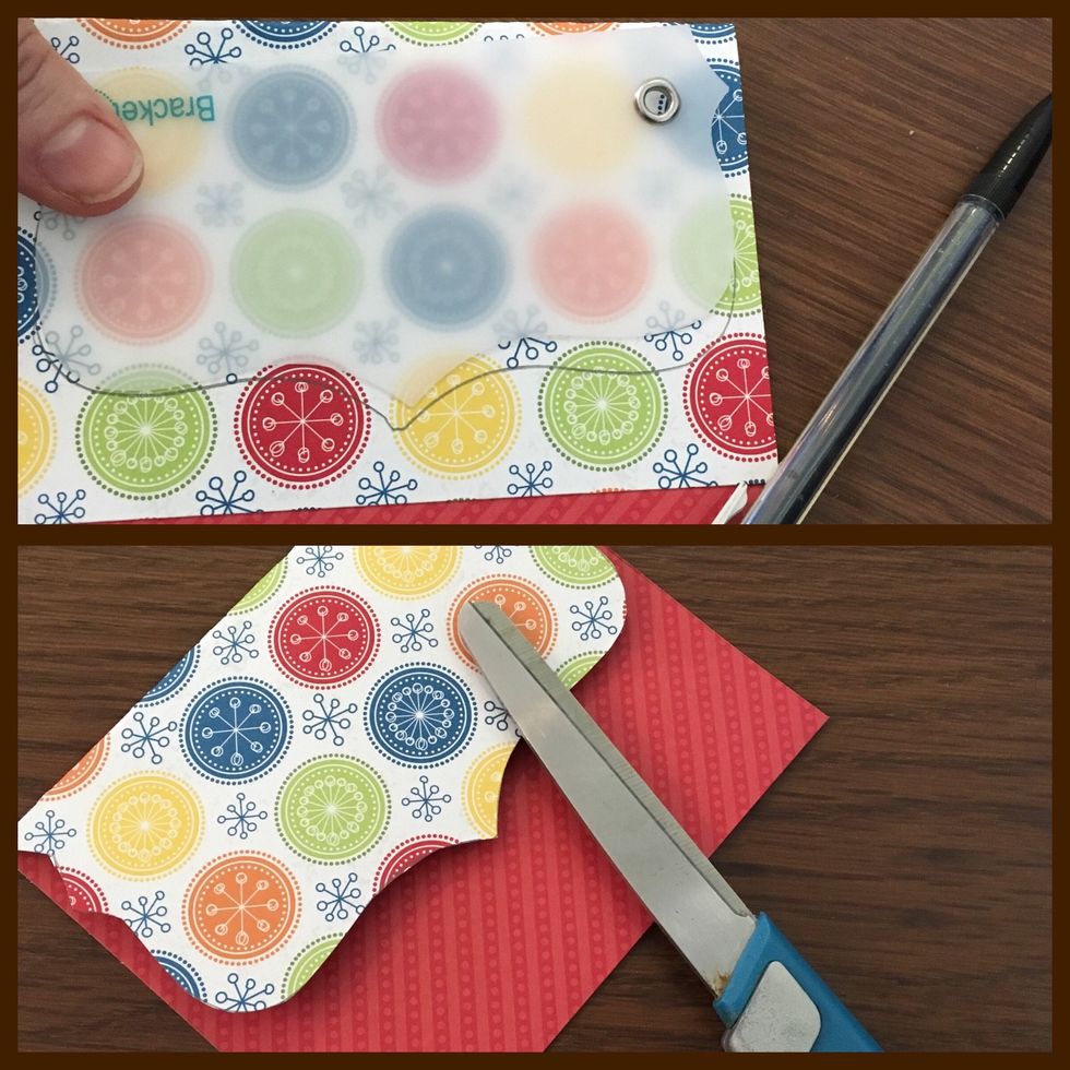 On the 3 inch side trace the template and cut out