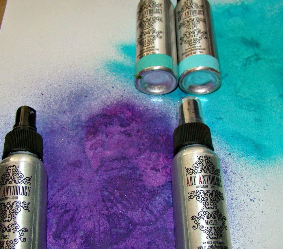 On the back of the two additional stamped butterflies, spray your Colorations in your choice of pretty colors.
