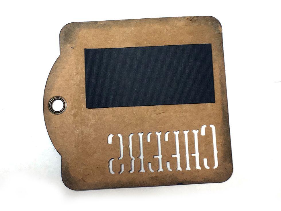 On the Cheers tag, use a scrap of black cardstock to cove the word Cheers.
