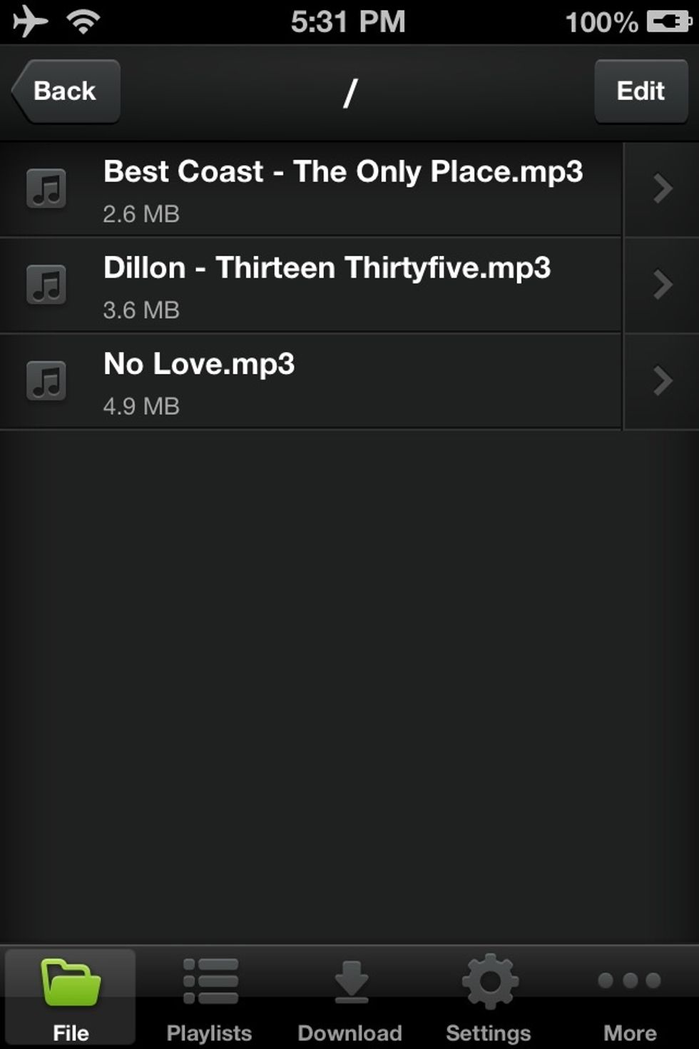 On the device, you can find the files you uploaded under "My Documents" on the first screen. Here you can organize your music in folders or add them to a playlist.