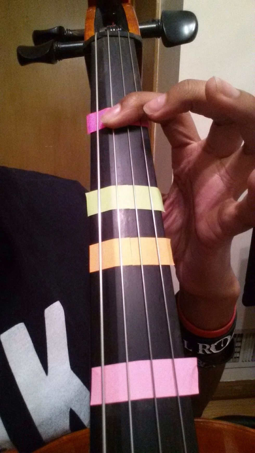 On the "G" string, first finger is "A."