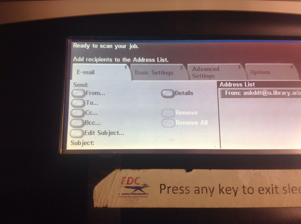 On the left-hand side of the screen select TO...