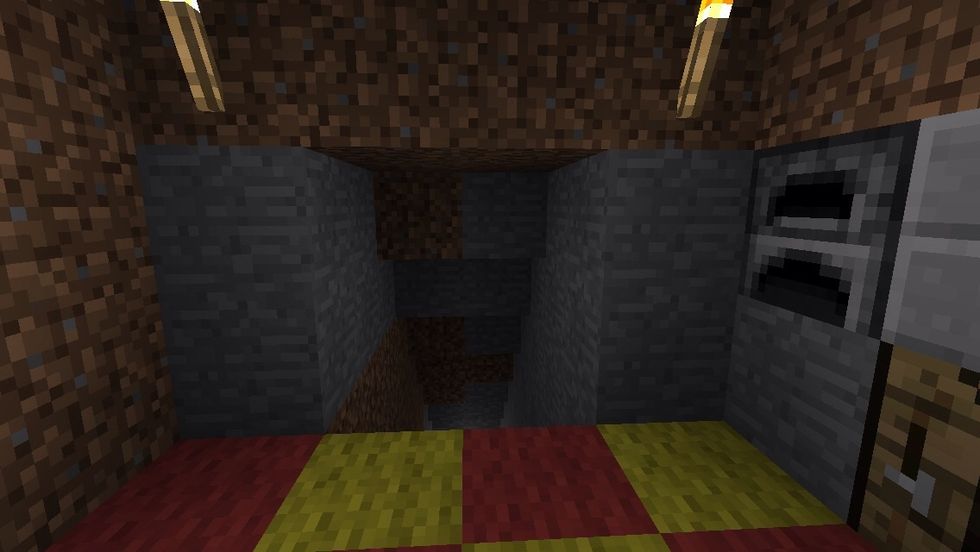 On the left, there is a mine