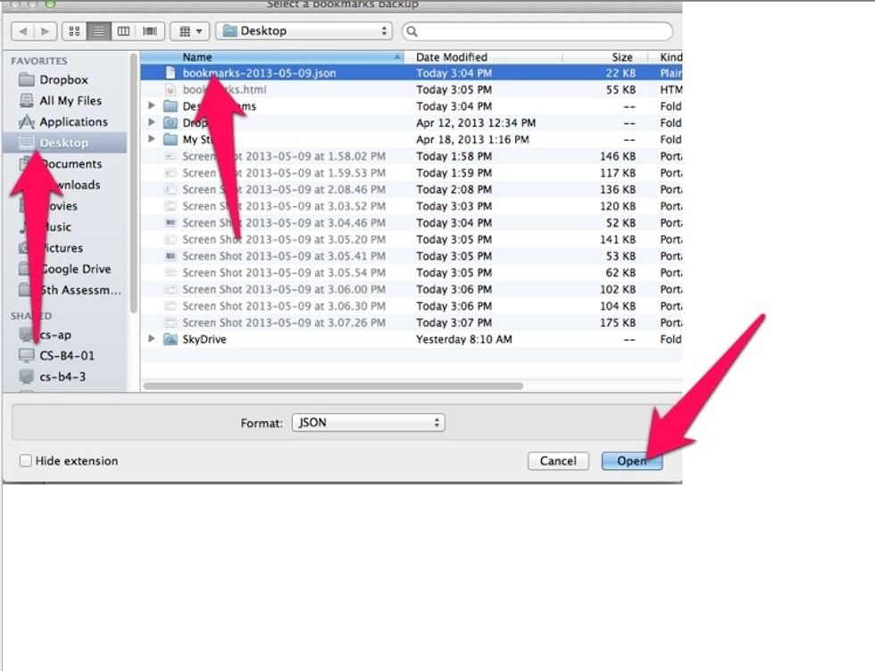 On the next window, navigate to your file. Is it on a CD/DVD? Flash drive? Desktop? Choose that. If you downloaded from Google Drive, look in your Download file.  Then select the  "Open button."