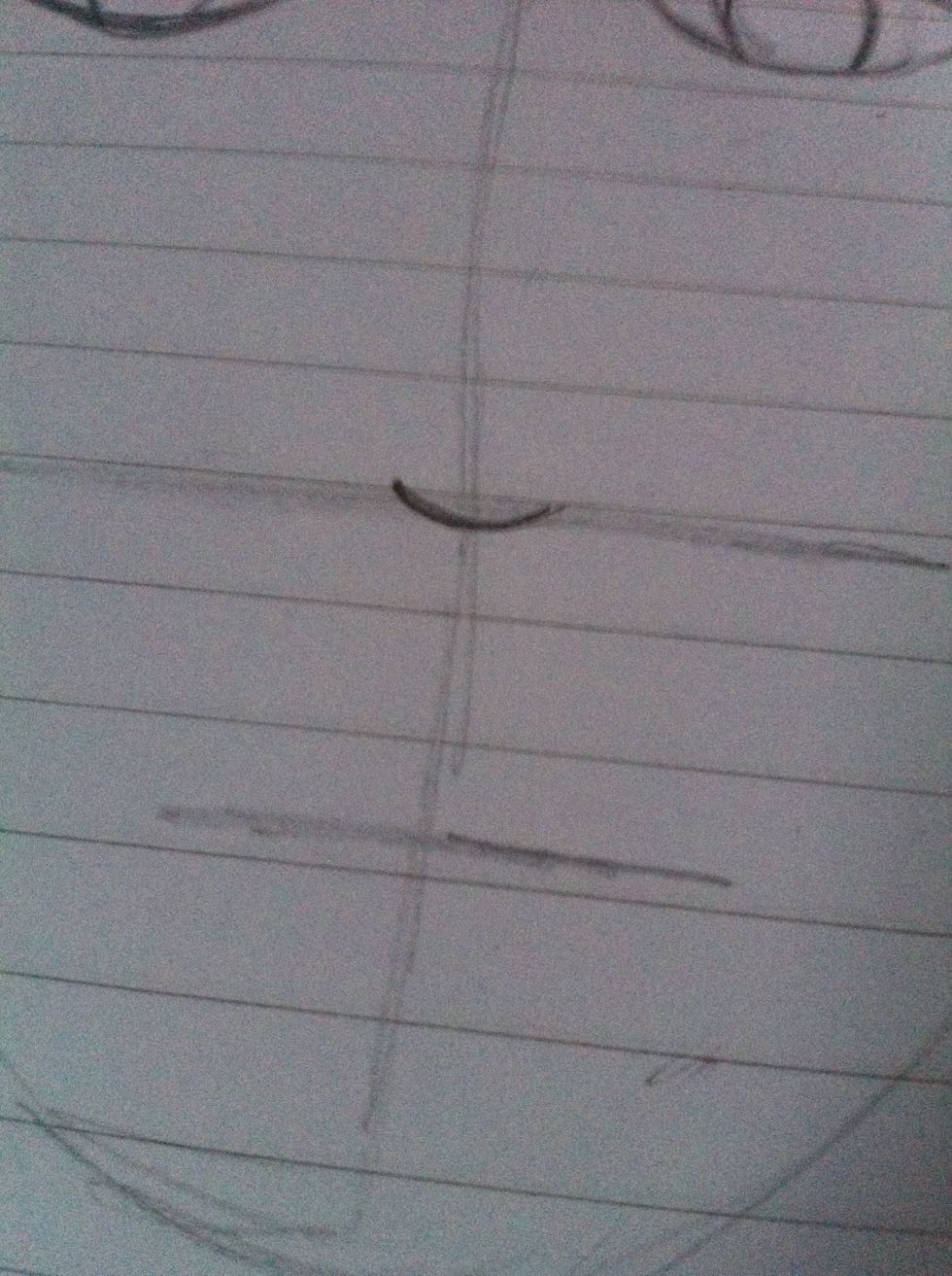 On the nose line draw a wide u shape in the middle