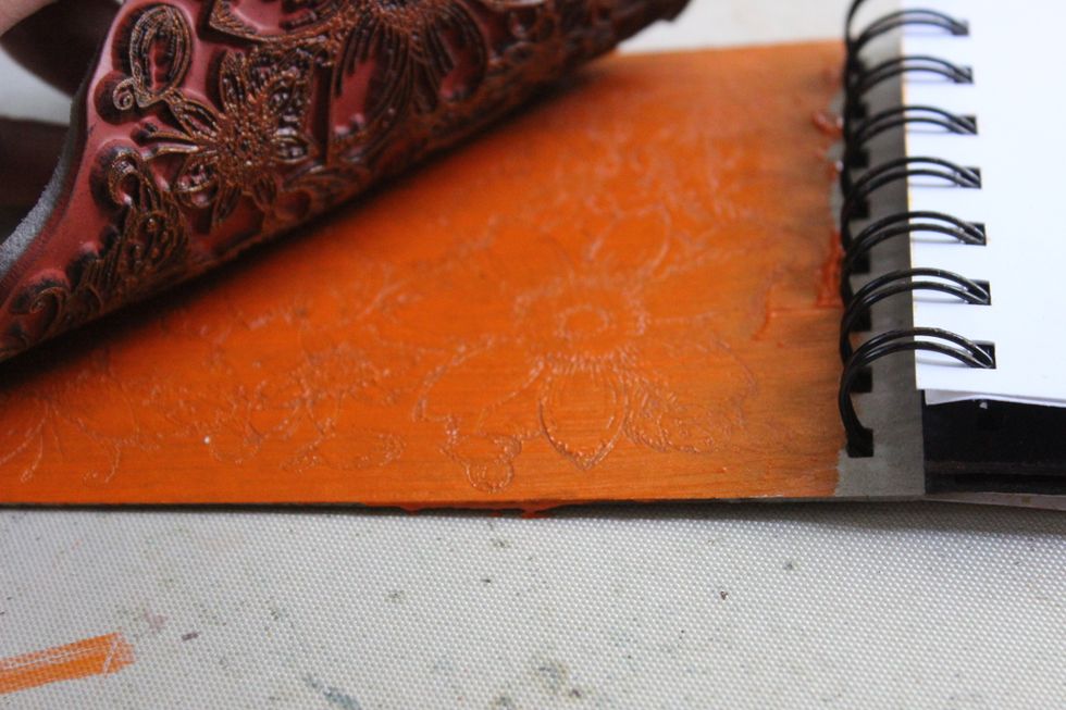 On the other side of the chipboard page I went ahead and repeated the previous technique but using Velvet in Tango.
