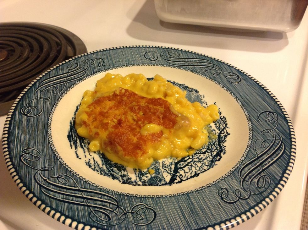 On the plate and ready to eat. Yummy.