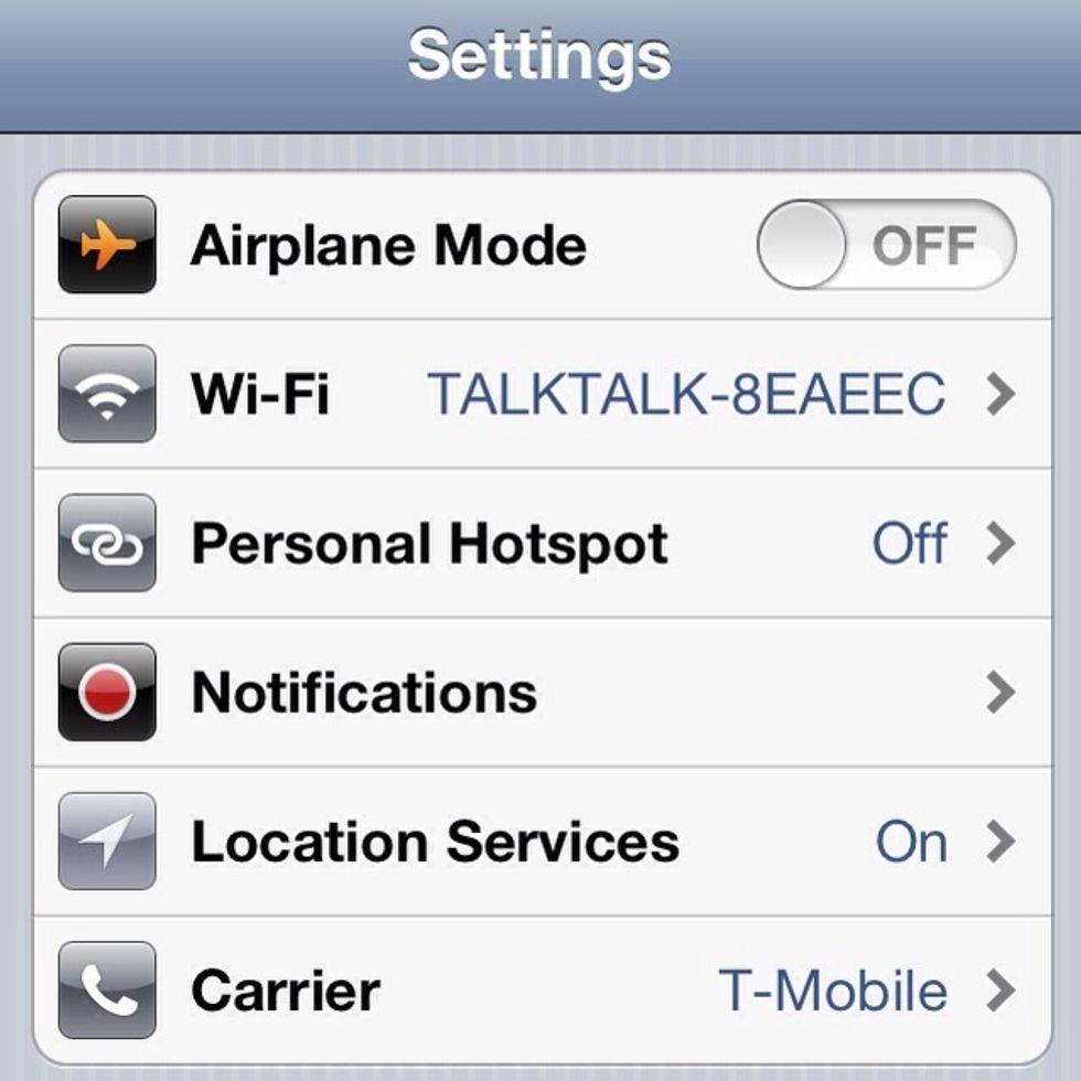 On the settings app, click the personal hotspot button.