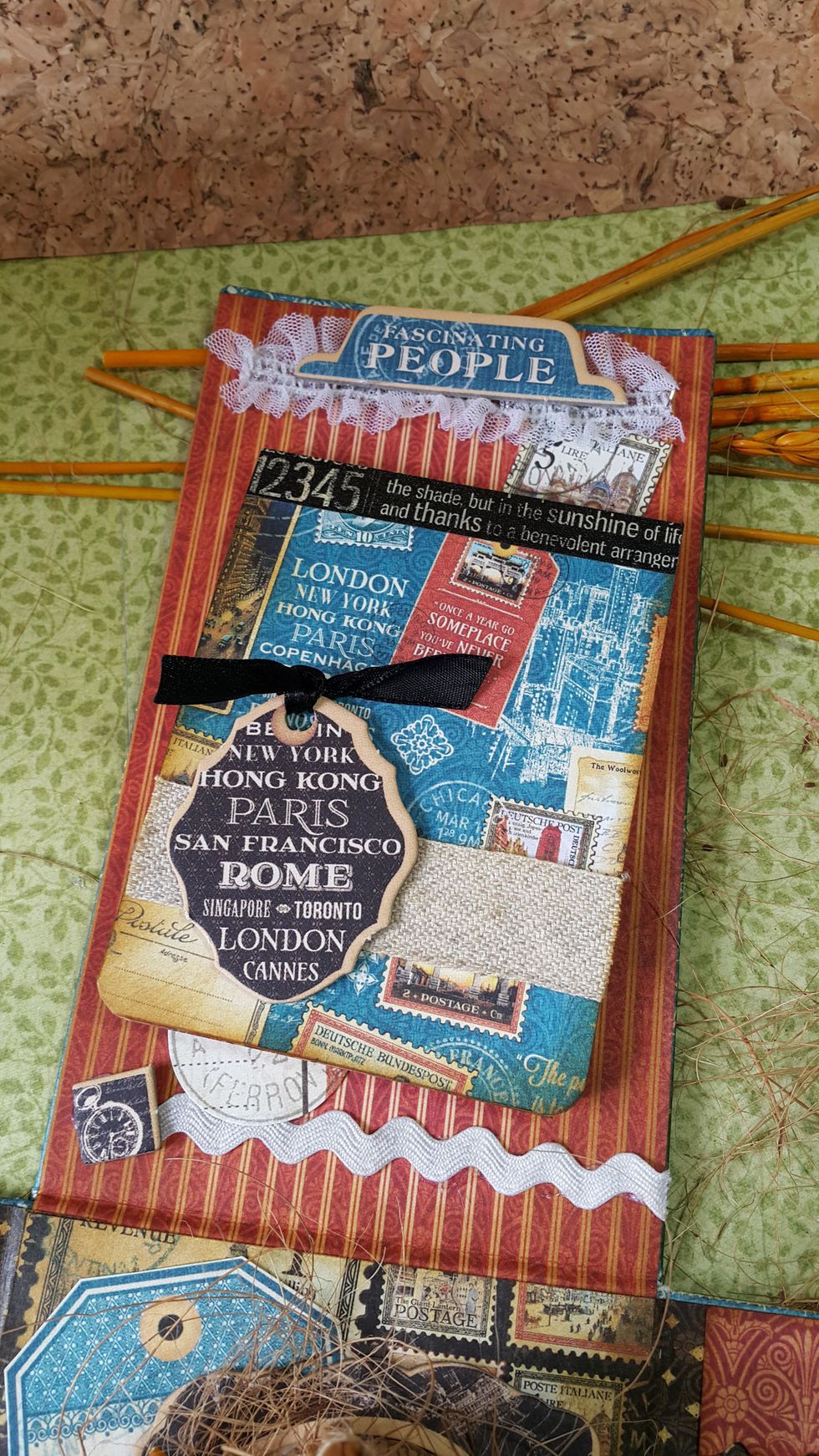 On the top part of the explosive album, I put a simple but nice flip pages mini album, love especially the chipboard tag with "Hong Kong". Hope you like it and enjoy!!!