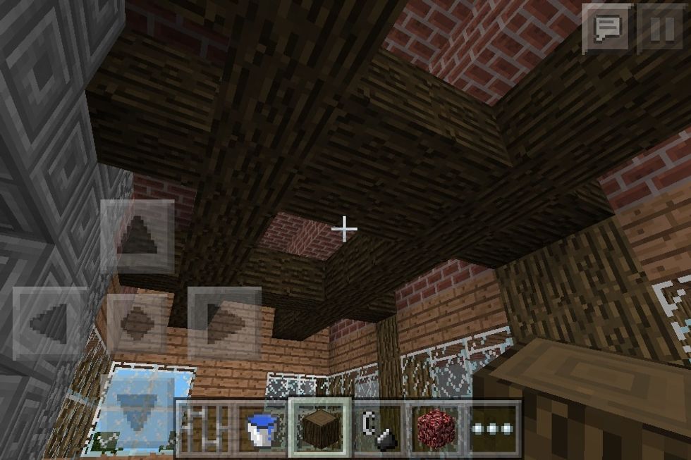 On the toppest floor build attic beams, following the wood beams in the wal.