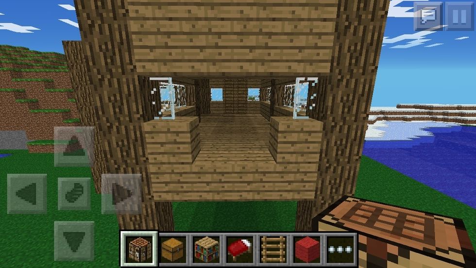 On this area of the house across from the stairs, break a 2x2 hole.