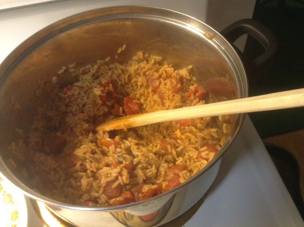 On this night we made Spanish rice with extra tomatoes to go with it I also made a salad