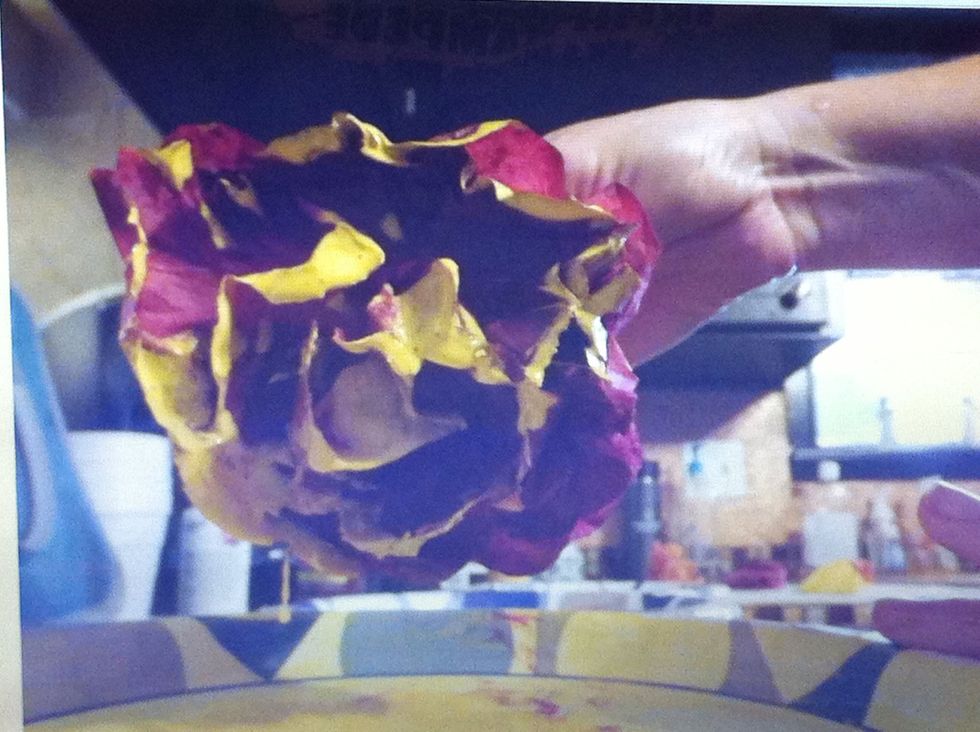 On this one, I went straight from the maroon paint to the yellow paint and dipped the tips.