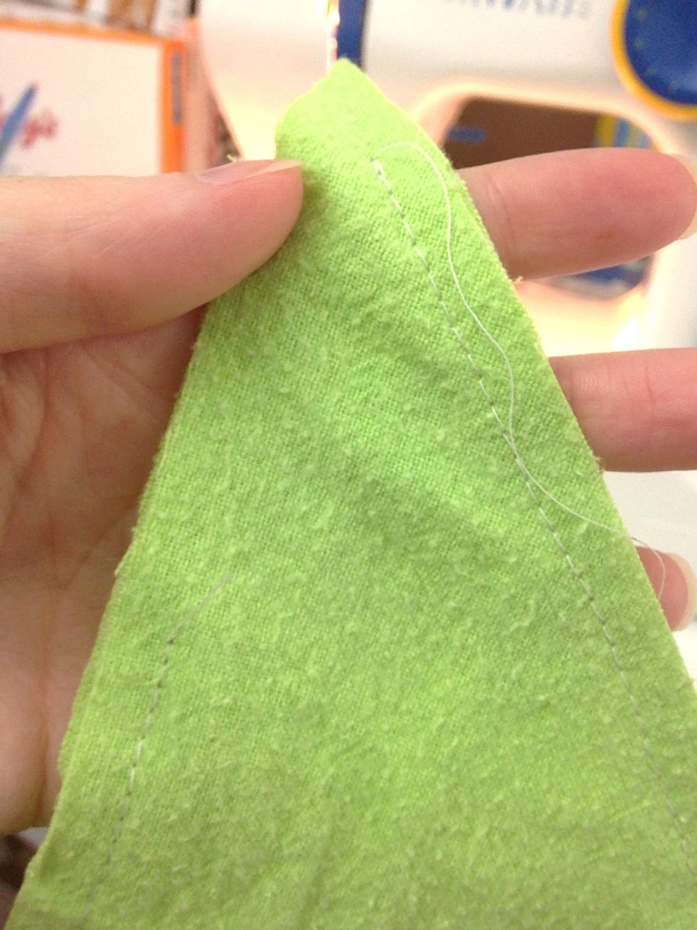 On to the beanbag. Fold square in half (wrong sides together) and stitch around the edges, leaving a gap so you can turn it right side out.