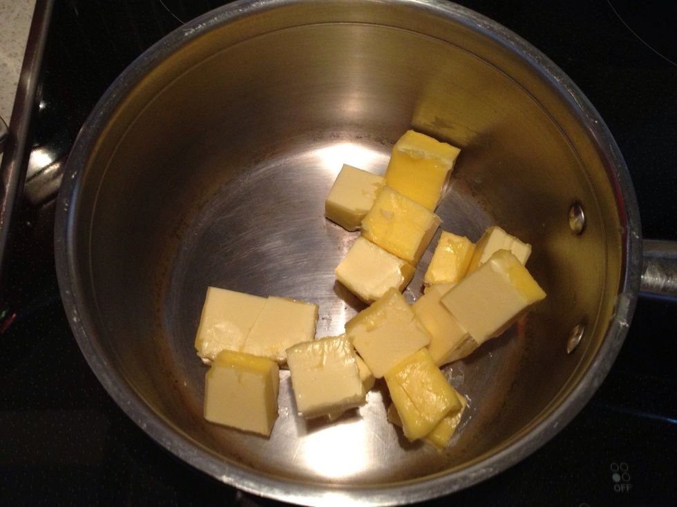 On to the filling! Cube your butter and pop it into a saucepan to melt over low-med heat.