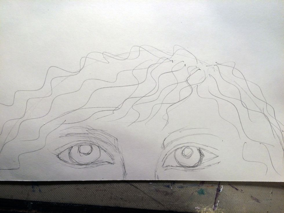 On, yet, ANOTHER piece of paper, I penciled out a the upper portion of a face.