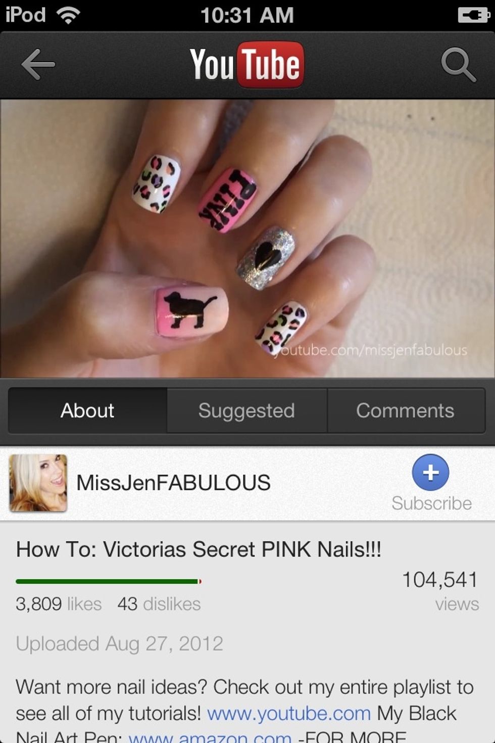On your middle finger write PINK in black. On your index finger put cheetah print of any color or colors