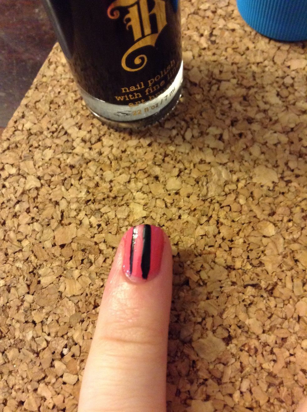 On your pinkie (or whatever finger you want) paint just a couple stripes.