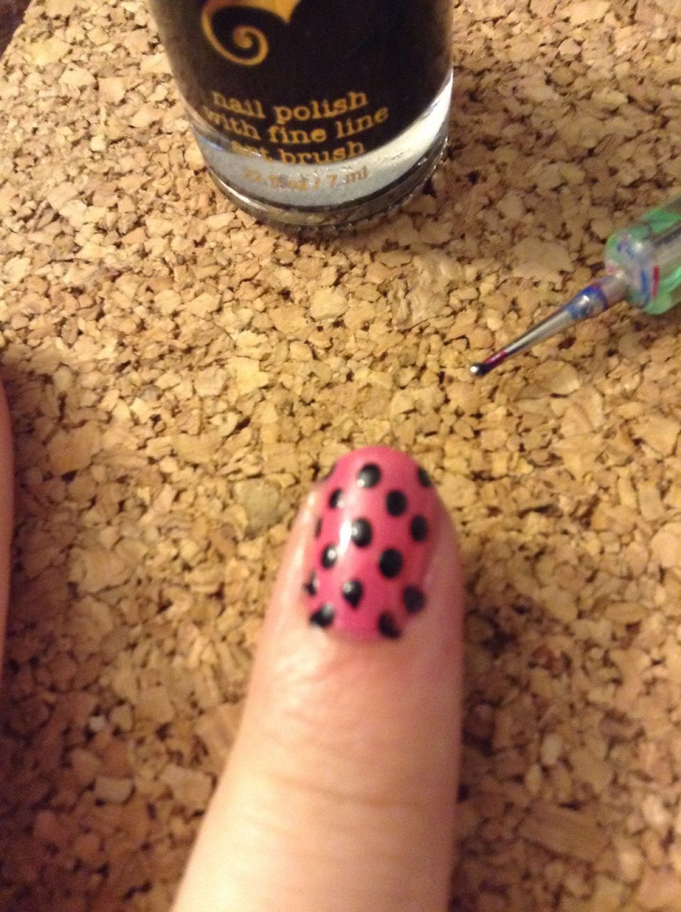 On your pointer (or whichever) do dots. I used a small dotting tool. You can use a toothpick, bobby pin, pencil or whatever gives you the size dot you want.