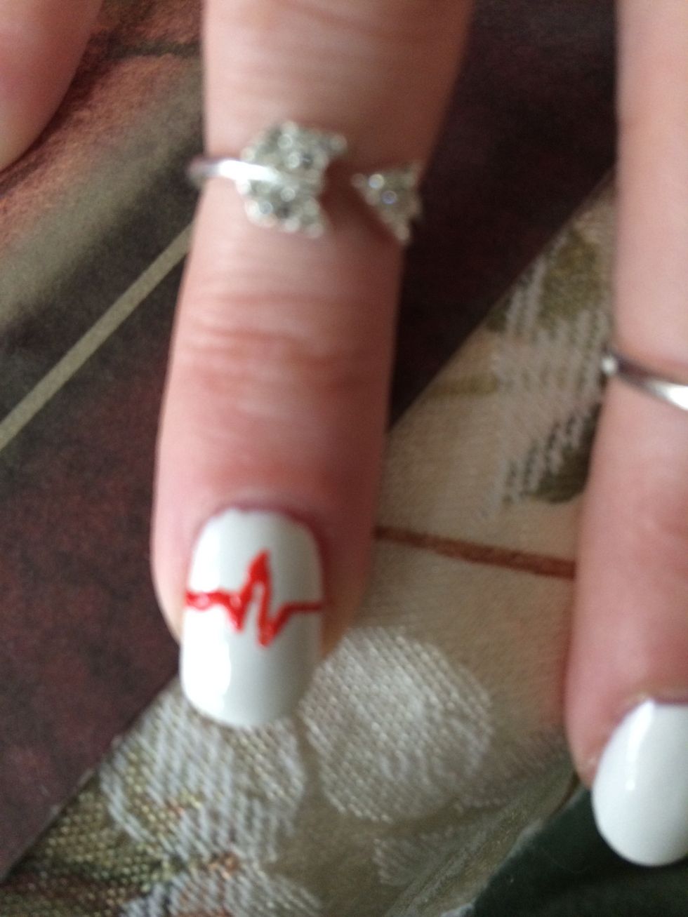 On your ring finger, using red nail polish, try to create EKG recording of a heart beat. Doesn't have to be perfect, maybe your patient is having an arrhythmia \ud83d\ude48\ud83d\ude49\ud83d\ude4a