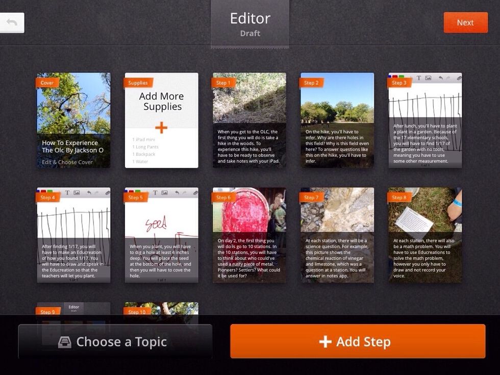 On your Snapguide, you will have to have a picture and 2 sentences on every slide, like these slides. You also need a title slide and a supplies slide showing what you will need.