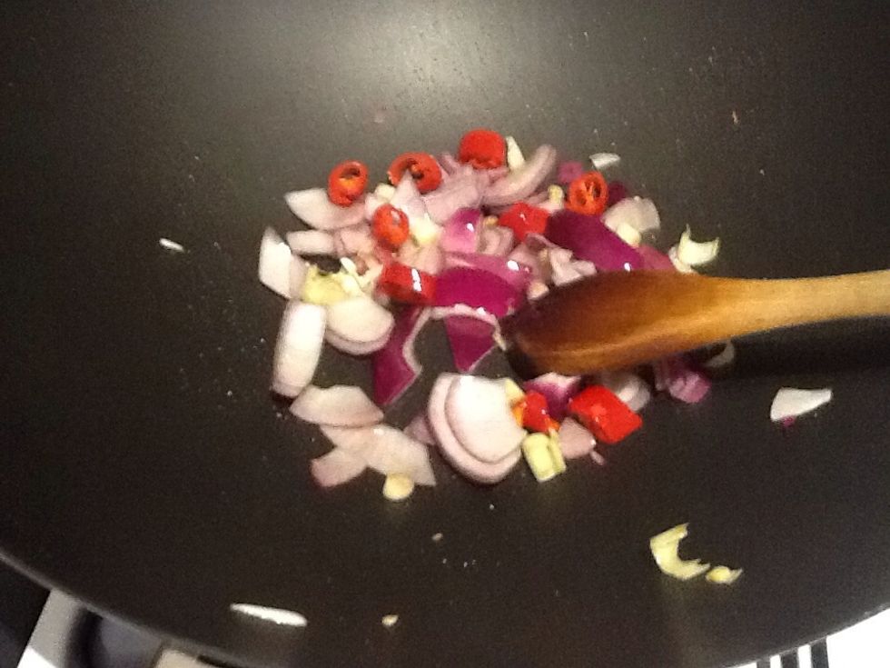 Once added stir occasionally and then add the woody vegetables