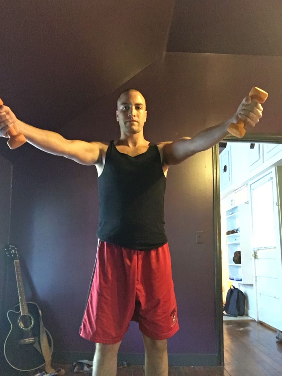 Once again, it is important to limit the range of motion as the shoulder injury heals. The movement here should be slow and controlled, with your shoulders rotated slightly outward.