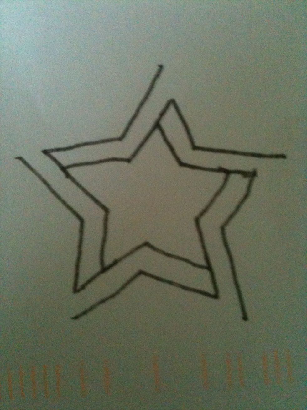 Once again off those little extentions you follow the outside of the star.