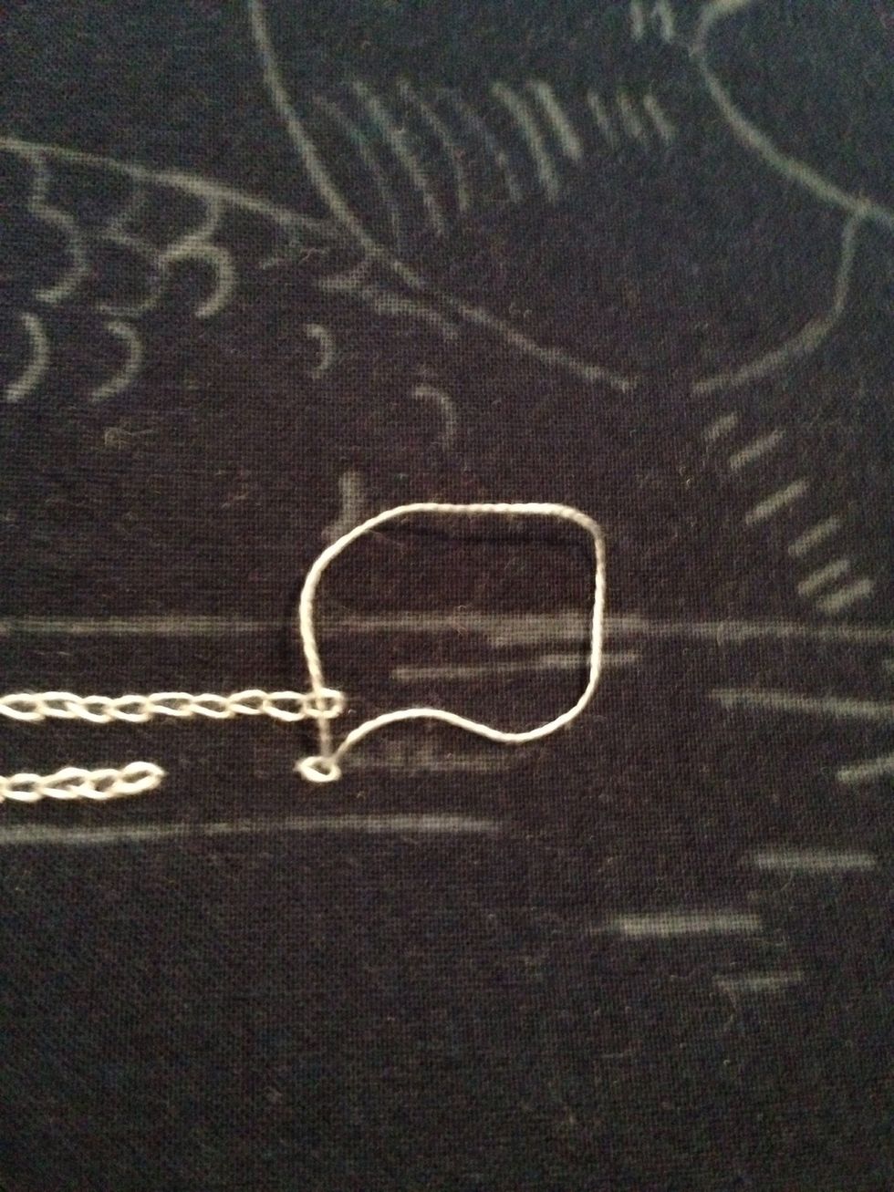 Once again pull through from the back side until you have a small loop of thread.